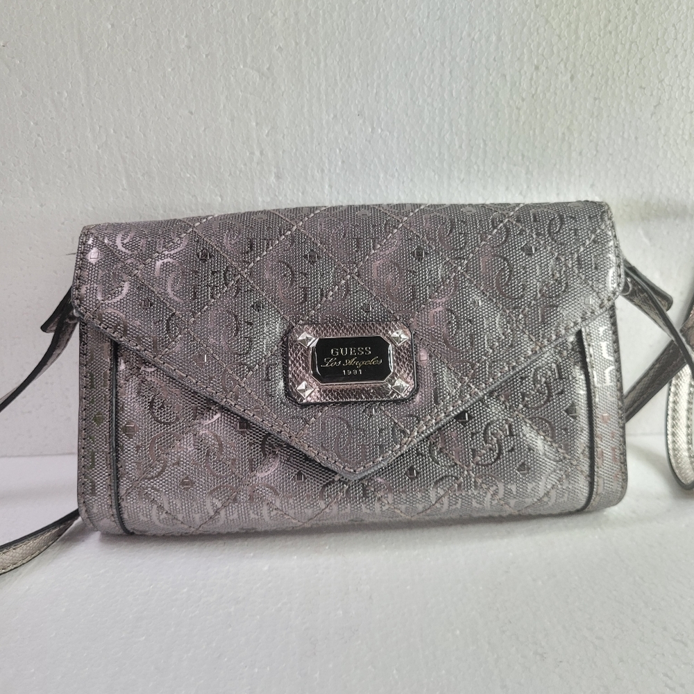 Guess small crossbody purse ،Guess Juliet Mini Crossbody Wallet in Pewter -